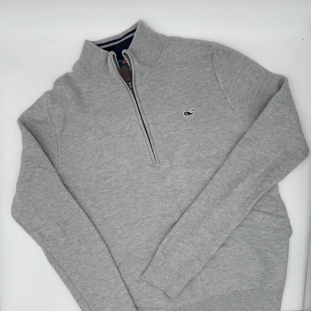 Vineyard Vines Boys Boathouse Quarter-zip Gray Sweater - size M